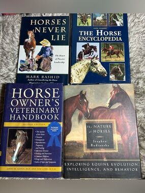 Lot of 4 Horse Books – Encyclopedia, Vet Handbook, Nature of Horses & More